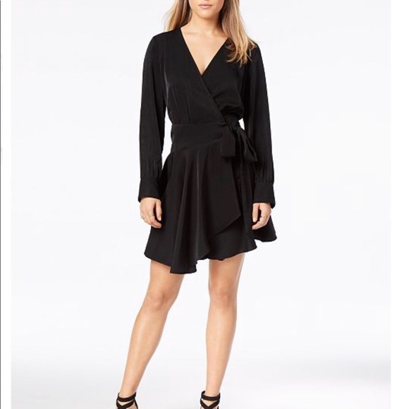 Bar III Dresses & Skirts - Bar III Asymmetrical Surplice Flounce Black M